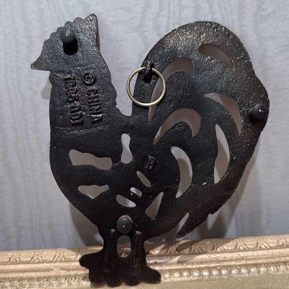 Vintage ODI 1995 Cast Iron Copper Rooster Trivet Wall Han Country Farmhouse - Picture 3 of 10
